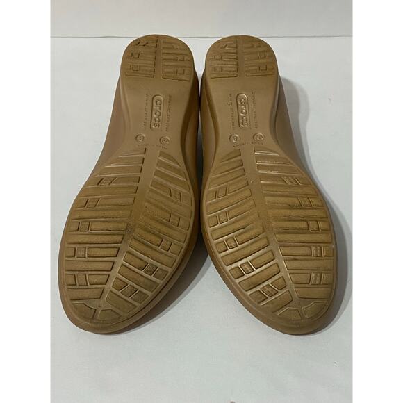 CROCS Lily Ballet Flats Flats Round Toe Bow Brown Tan Size 8 Comfort Shoe Shoes - Picture 6 of 6